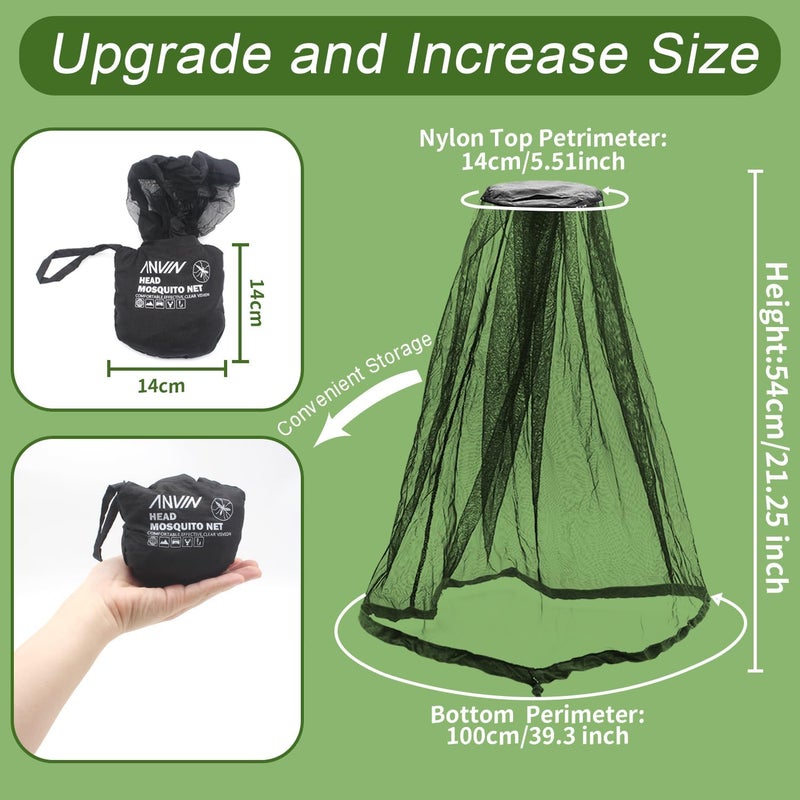 Anvin Mosquito Head Net Bug Hood for Fishing, Camping, Gardening Hat-Compatible Insect Shield Breathable Mesh Face Cover from No See Ums, Insects, Bugs(3 Pack, Upgraded One-Piece Design, Black) - Image 3